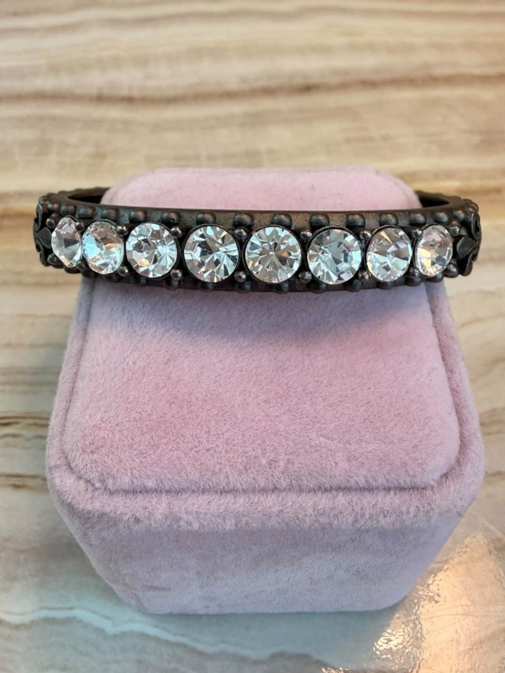 French Kande Graphite Bangle With Swarovski Crystals